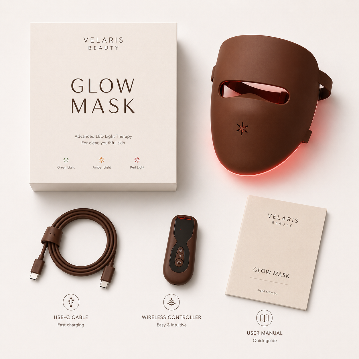 Velaris LED Facial Mask - Red Light Therapy for Clear and Youthful Skin