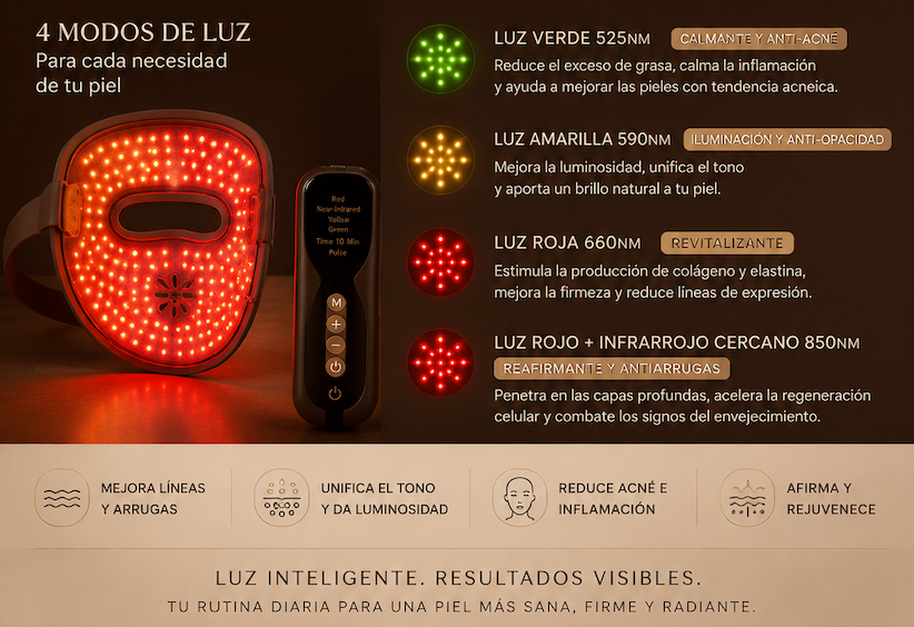 Velaris Máscara LED Facial – Terapia de Luz Roja para una Piel Clara y Joven
