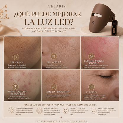 Velaris Máscara LED Facial – Terapia de Luz Roja para una Piel Clara y Joven